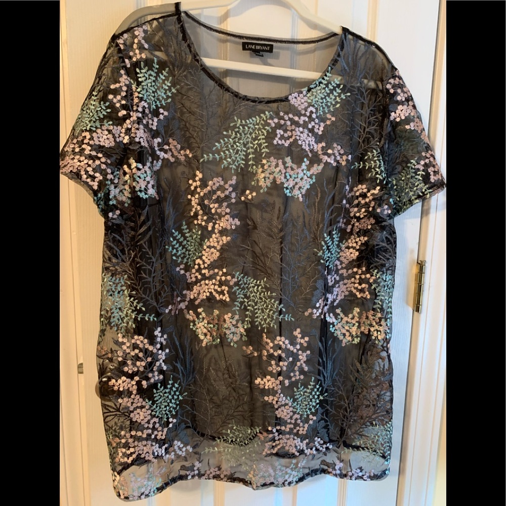 Lane Bryant Sheer Lace Embroidered Blouse 22/24